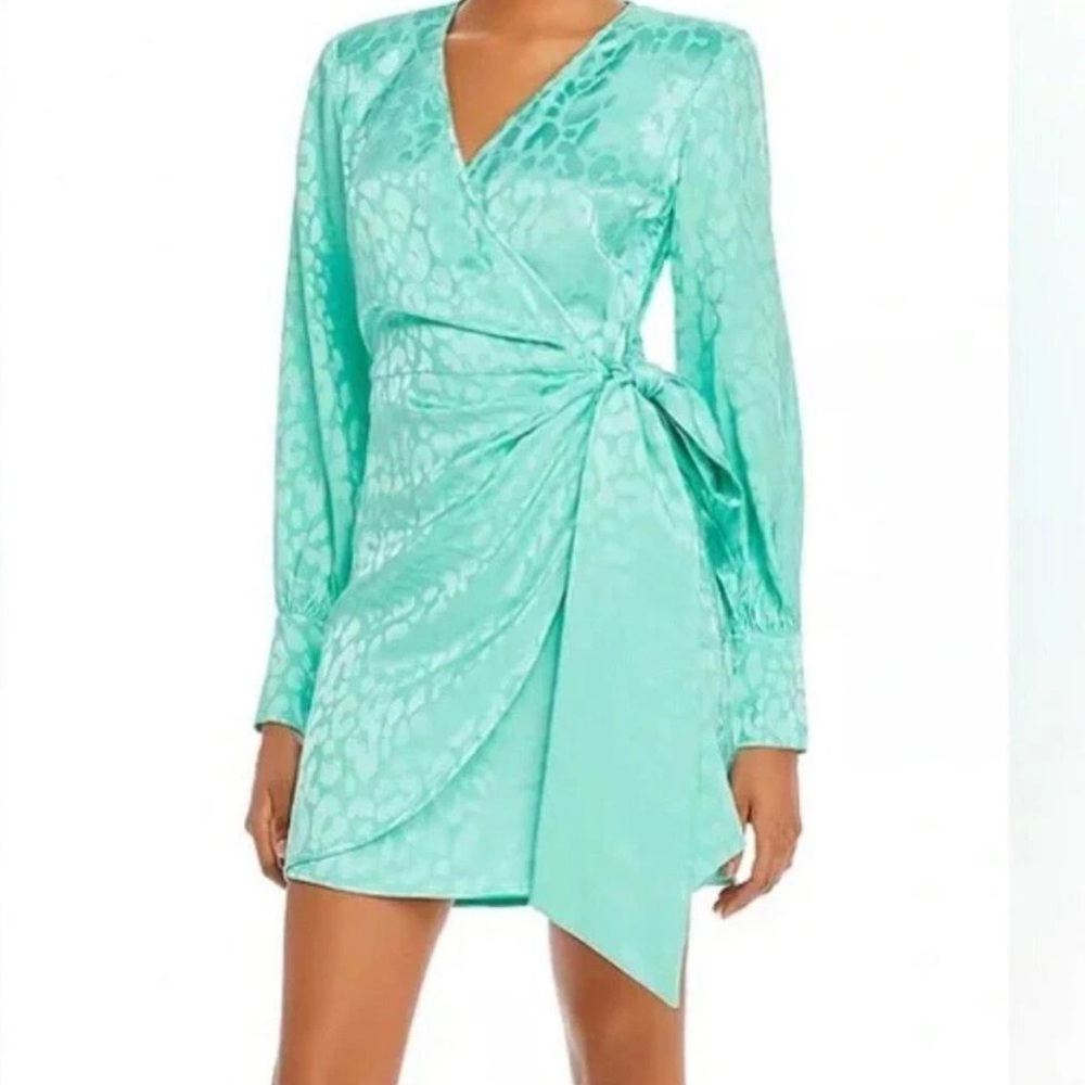 The Andamane Revolve Dress Small Carly Leopard Print Wrap Green Italy Party
